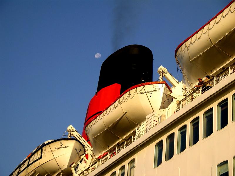 Cunard`s QE2 in the Mediterranean just before her retirement